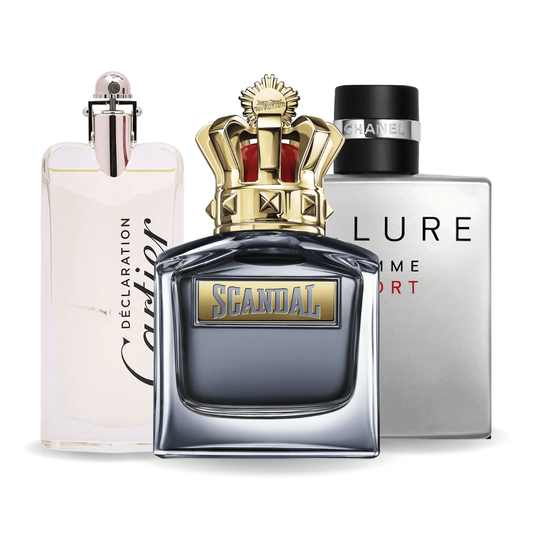 Combo de 3 Perfumes Allure Homme Sports, Jean Paul Gaultier Scandal, Cartier Declaration 100ml